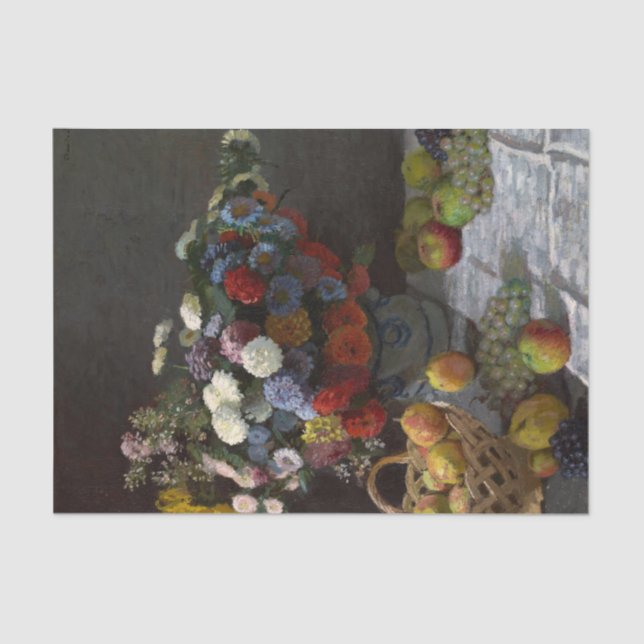 Papel De Seda La vida con flores y fruta de Claude Monet (Anverso)