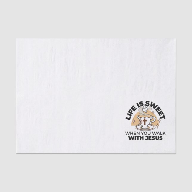 Papel De Seda La vida es dulce con Jesús - Té de fe cristiana (Anverso)
