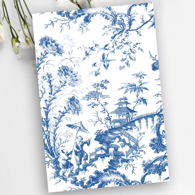 Papel De Seda La Vieja Pagoda Azul y Blanca Chinoiserie (Subido por el creador)