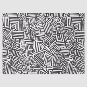 Papel De Seda Laberinto abstracto geométrico de línea en blanco