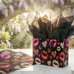 Papel De Seda Labios Brillantes Besos Glamour Arte Pop Negro