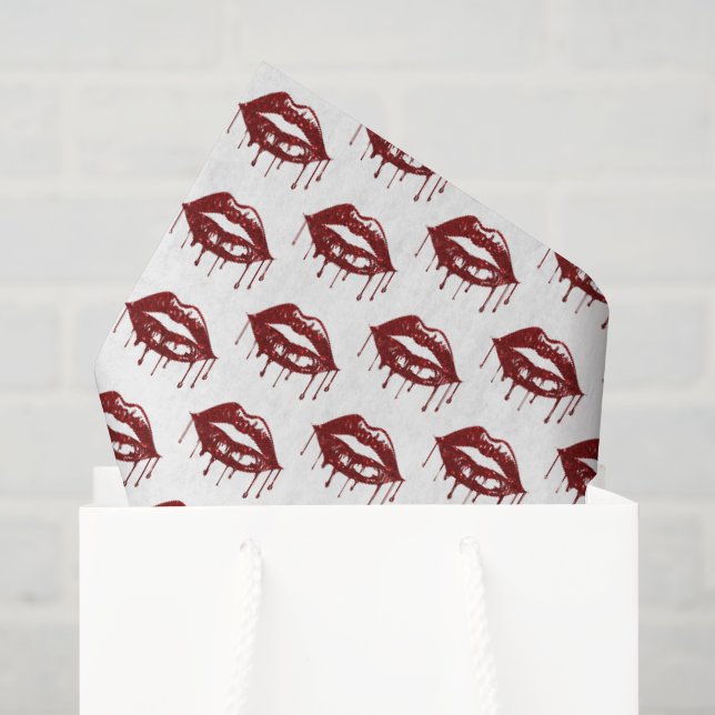 Papel De Seda Labios Brillantes Modernos Patrón de San Valentín (Bolsa de regalo)