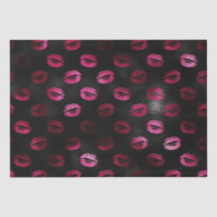 Papel De Seda Labios con lápiz labial brillante rosa caliente y 