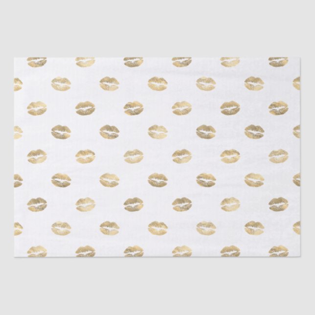 Papel De Seda Labios de Relieve metalizado dorado (Anverso)