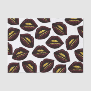 Papel De Seda Labios negros rojos y falsos dientes brillantes de