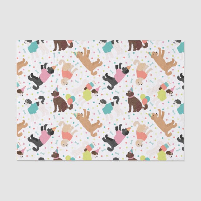 Papel De Seda Labradoodle / Goldendoodle Birday Party (Anverso)