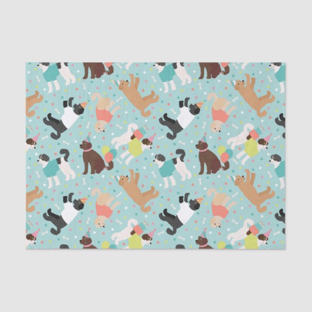 Papel De Seda Labradoodle / Goldendoodle Birday Party (Anverso)