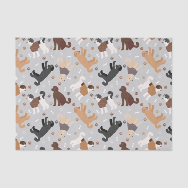 Papel De Seda Labradoodle / Goldendoodle Bones y Pastas (Anverso)