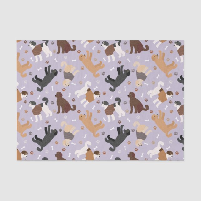 Papel De Seda Labradoodle / Goldendoodle Bones y Pastas (Anverso)