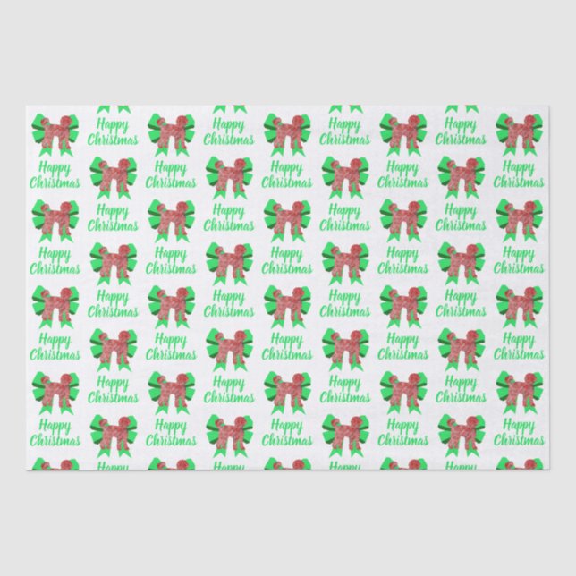 Papel De Seda Labradoodle Navidades blancos perro y vaca verde (Anverso)