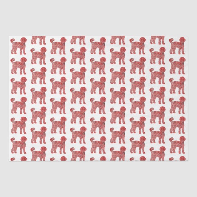 Papel De Seda Labradoodle Navidades de perro de Cute Silhouette  (Anverso)