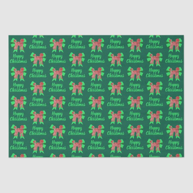 Papel De Seda Labradoodle Navidades verdes perro y vaca verde (Anverso)