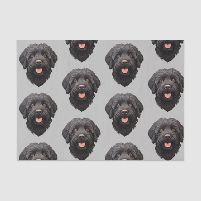 Papel De Seda Labradoodle Perro Negro (Anverso)