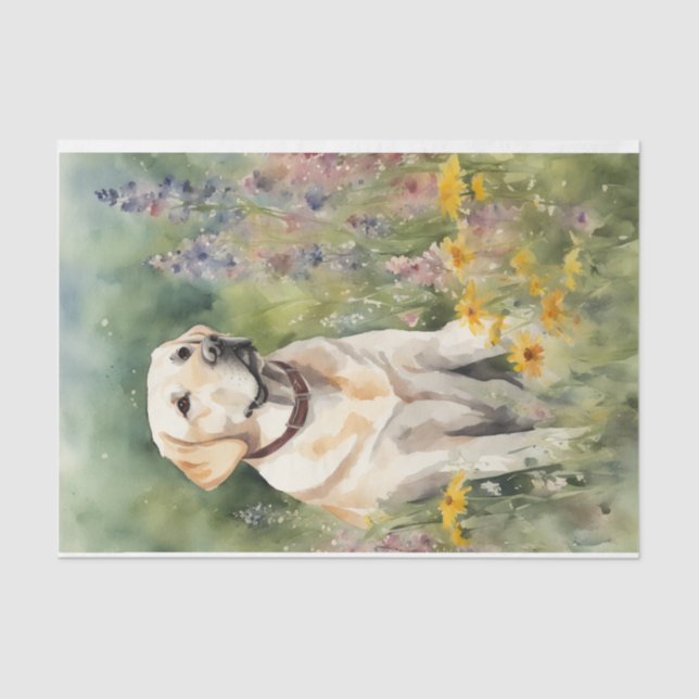 Papel De Seda Labrador acuarela en descomposición de flores (Anverso)
