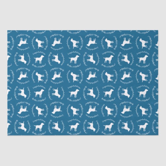 Papel De Seda Labrador Dog Baby Shower Blue Boy Lab (Anverso)
