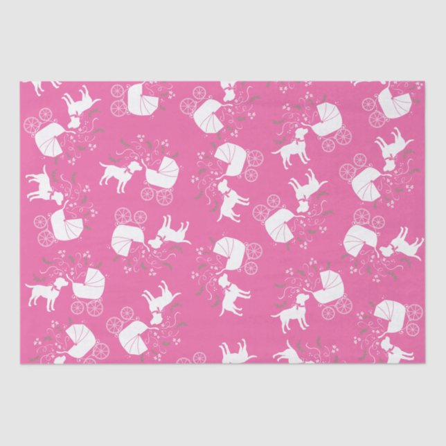 Papel De Seda Labrador Dog Baby Shower Pink Chica Lab (Anverso)