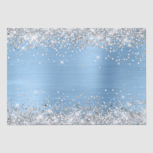 Papel De Seda Laca plateada y hoja de ombre azul claro