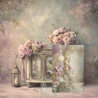 Papel De Seda Lace and Light Gold Lace Mauve Flowers Lantern