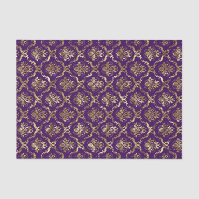 Papel De Seda Lace De Damascos Florales De Oro Luminosos Y Lumin (Anverso)