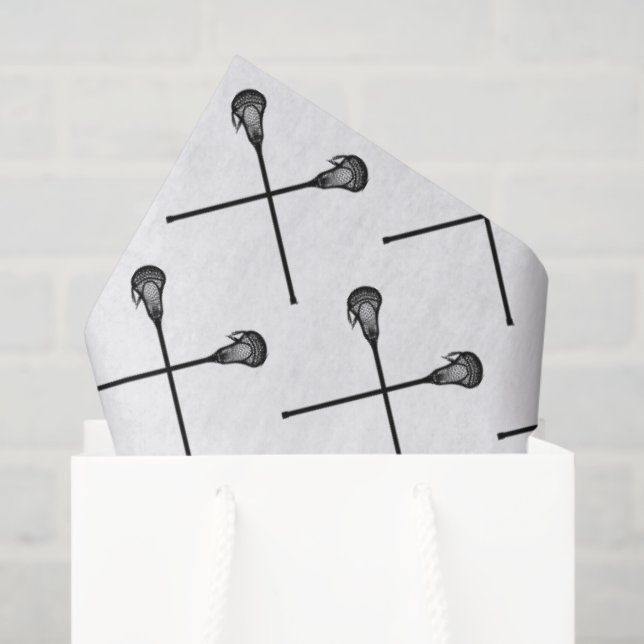 Papel De Seda Lacrosse Sticks Balls Deportes Black White Gift Wr (Bolsa de regalo)