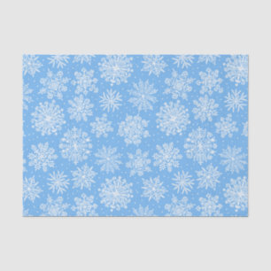 Papel De Seda Lacy White Snflakes con fondo azul claro