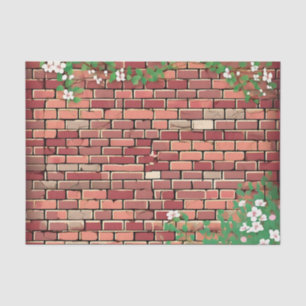 Papel De Seda Ladrillo Rústico Con Floral