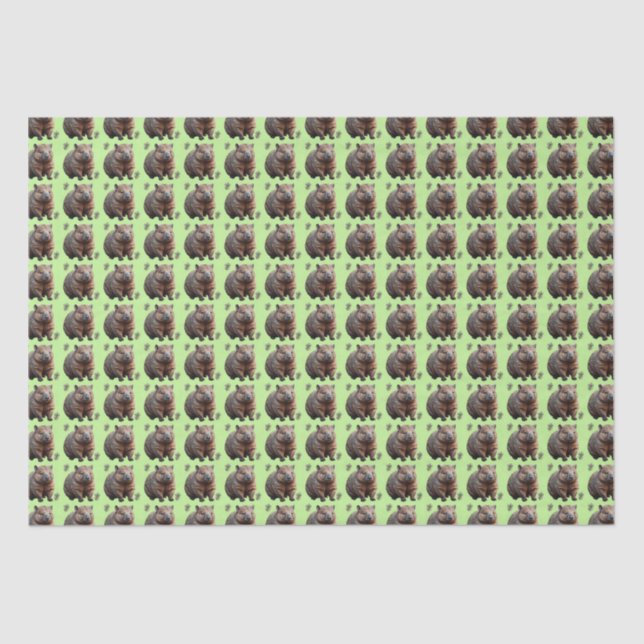 Papel De Seda Ladrillo: Un lienzo verde de Wombat, (Anverso)