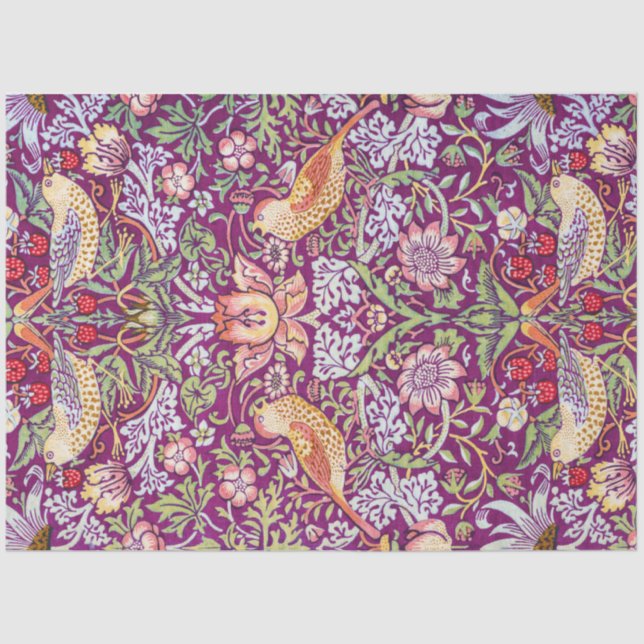 Papel De Seda Ladrón de fresa rojo, William Morris (Anverso)