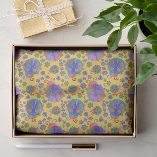 Papel De Seda Lady Bugs Amongst the Flowers on a Midsummer Day (Regalo )