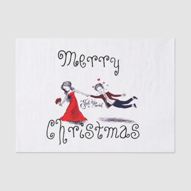 Papel De Seda Lady Pulling Husband Funny Boda (Anverso)