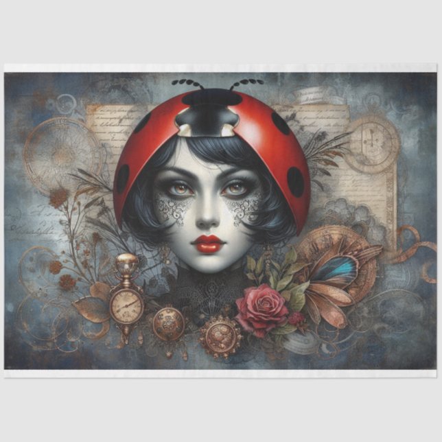Papel De Seda Ladybug Steampunk Decoupage gótica victoriana (Anverso)
