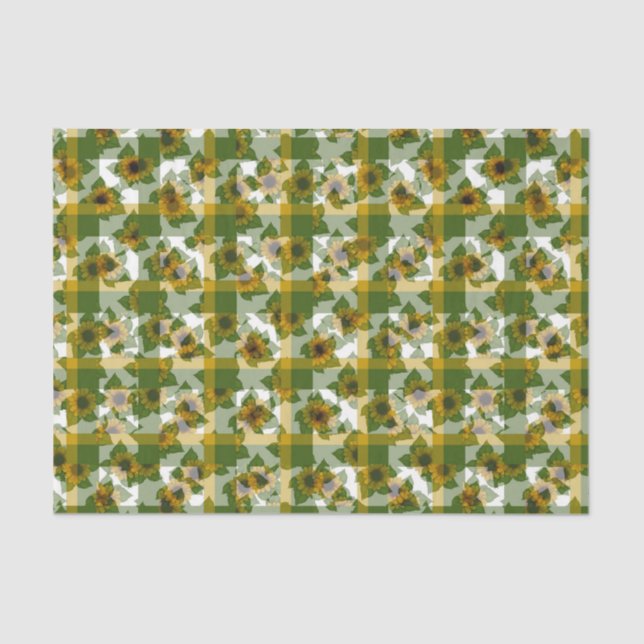 Papel De Seda Ladybug-Sunflowers Plaid (Anverso)