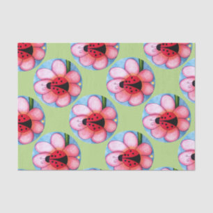 Papel De Seda Ladybug y Pink Flower