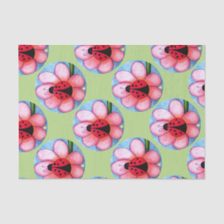 Papel De Seda Ladybug y Pink Flower