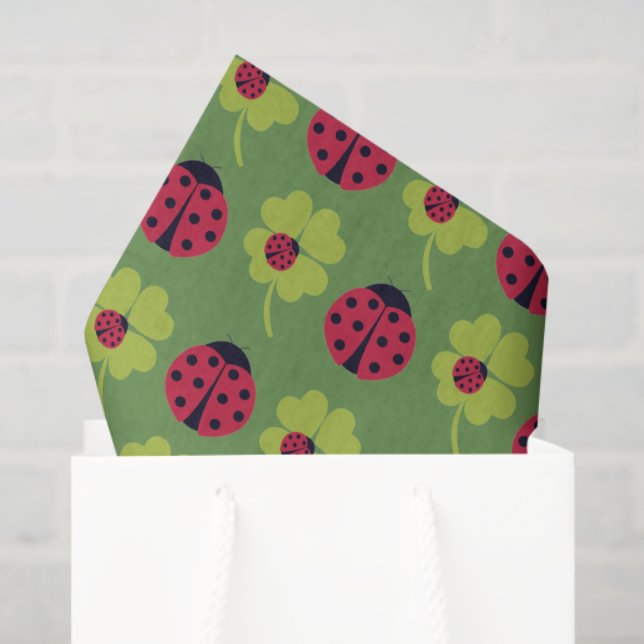 Papel De Seda Ladybugs and Lucky Clover (Bolsa de regalo)