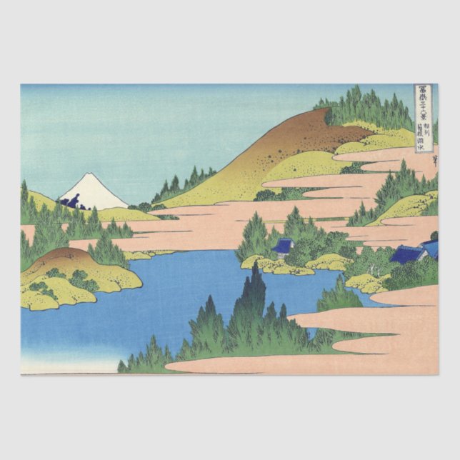Papel De Seda Lago Hokusai Hakone en la provincia de Sagami (Anverso)