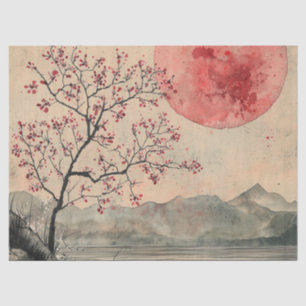 Papel De Seda Lagos de Luna Carmesí Lavado de Tinta