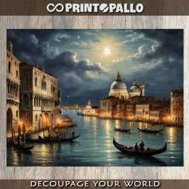 Papel De Seda Laguna de Venecia bajo la luz de la luna