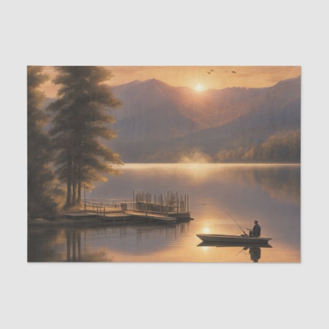 Papel De Seda Lake at sunset Decoupage Tissue Papoer (Anverso)
