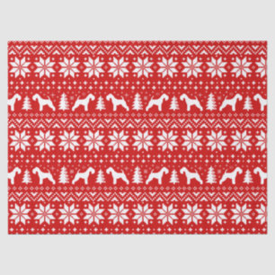 Papel De Seda Lakeland Terrier Silhouettes Navidades Patrón rojo