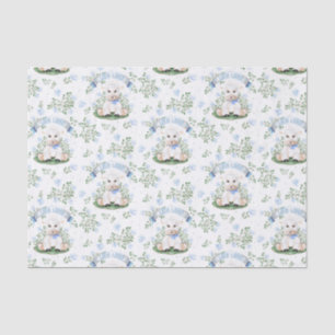 Papel De Seda Lamb Blue Floral Baby Shower