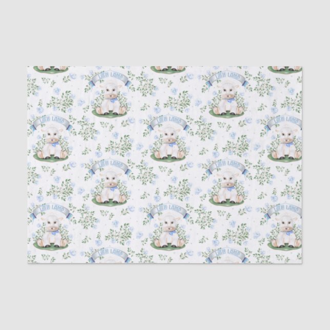 Papel De Seda Lamb Blue Floral Baby Shower (Anverso)