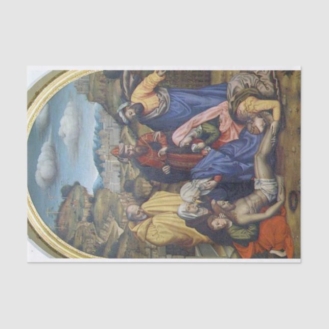 Papel De Seda Lamentación con santos por Plautilla Nelli (Anverso)