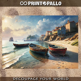 Papel De Seda Lanchas de pesca en la costa cerca de la aldea cos