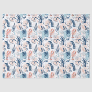 Papel De Seda Langosta Costera Mariscos Azul Melocotón Náutico