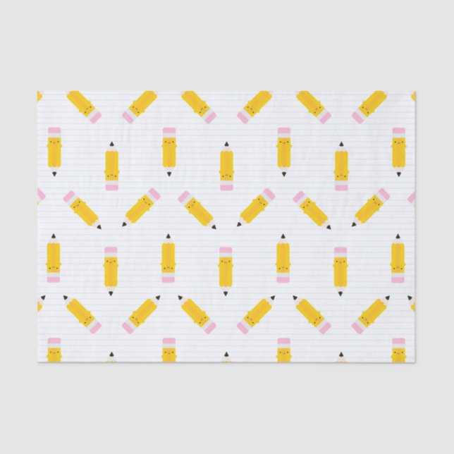 Papel De Seda Lápices felices de Kawaii (Anverso)