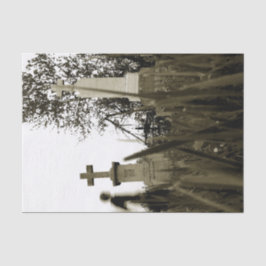 Papel De Seda Lápidas góticas de cementerio ángel sepia vintage