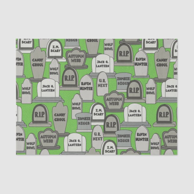 Papel De Seda Lápidas mortuarias divertidas de Halloween (Anverso)