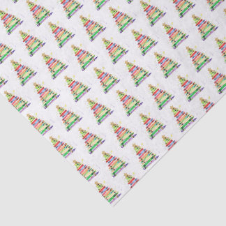 Papel De Seda Lápiz de Cera Acuarela Colorida Árbol de Navidad P