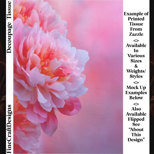Papel De Seda Large Beautiful Pink Peony Flower EY9L Decoupage (Subido por el creador)